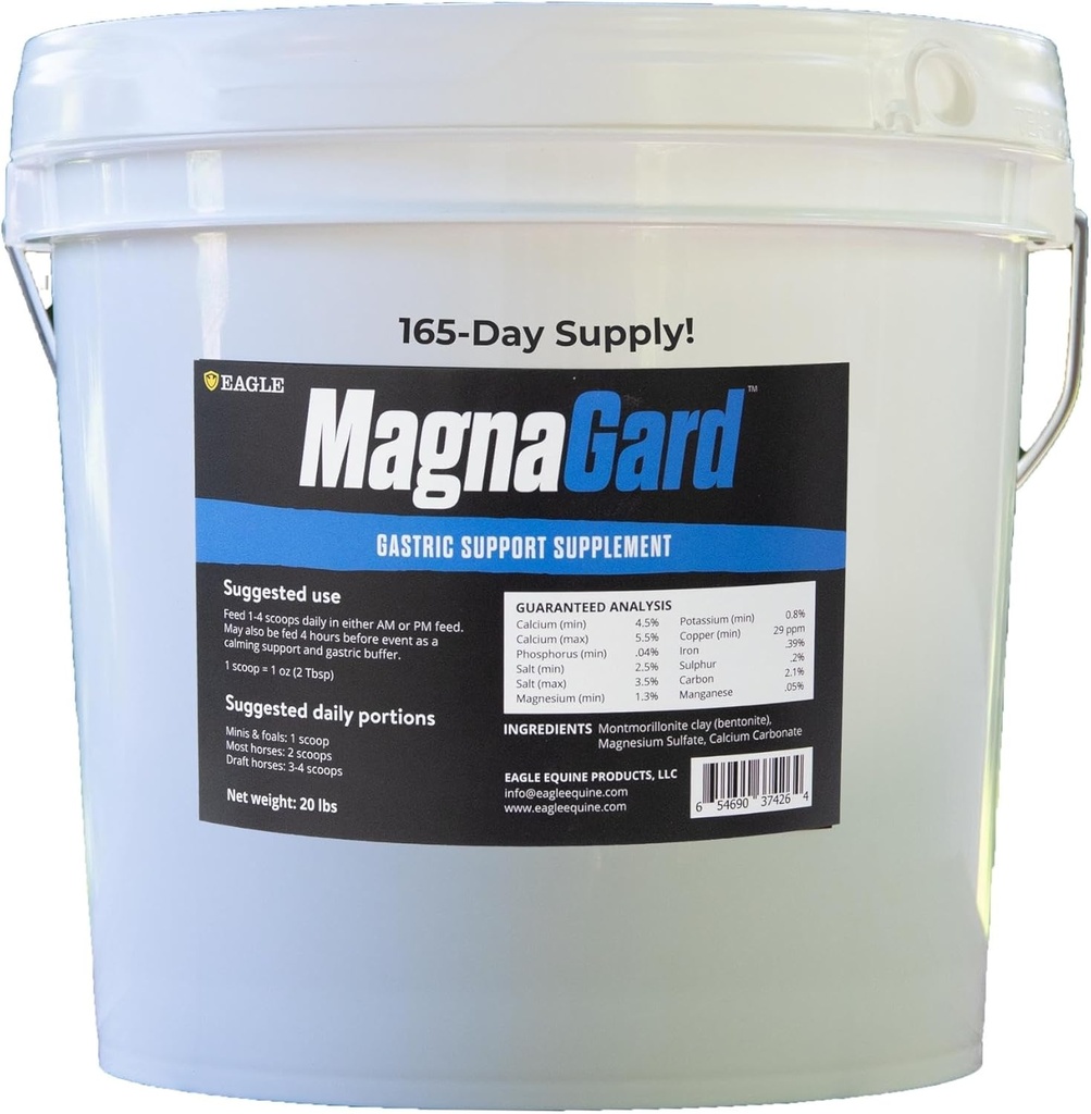 Magen-Unterstützung Ergänzung für Pferde | Relieves Ulcers, Calming Supplement, Magnesium & andere Vital Mineralien | Pulver, 20lb Bucket, 5-Month Supply | von Eagle Equine