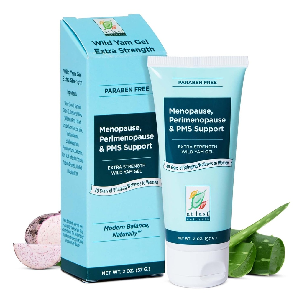 Au dernier Naturals Wild Yam Gel Extra Strength Ménopause Relief, Periménopause Support et PMS Relief, peut aider à réduire naturellement les éclairs chauds (2 oz, 1 pack)