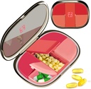 Tägliche Pille Fall Organizer Pocket Pharmacy, Chrxbei Pille Container Fall Reisen Must Haves mit 5 Komponenten, Tragbare Pille Splitter Halter Box für Vitamin, Medikamente, Ergänzung und Fischöl - Rot