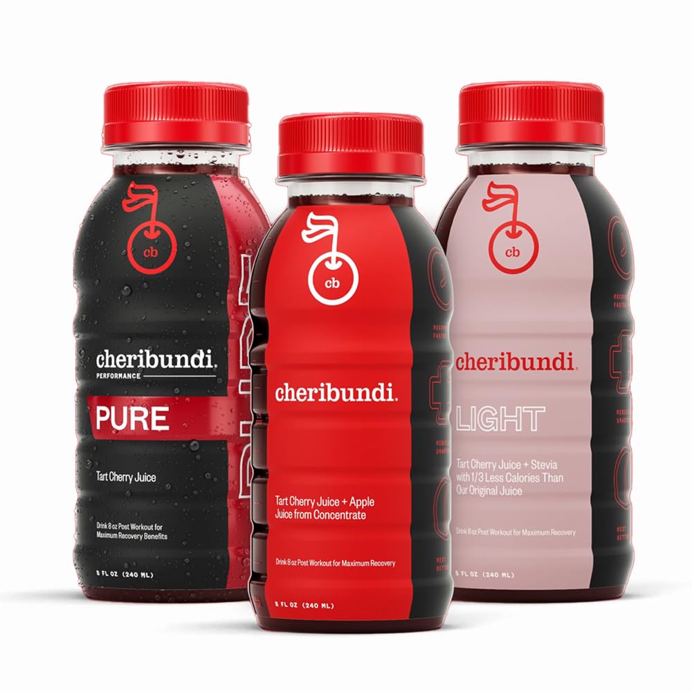 Cheribundi Tart Cherry Juice Starter Pack | Variety Pack | Pure, Original & Light Flavors | Athletes Recovery Drink | Promotes Restaurative Schlaf, Muskel Erholung & Boost Leistung | 8 floz (12 Pack)