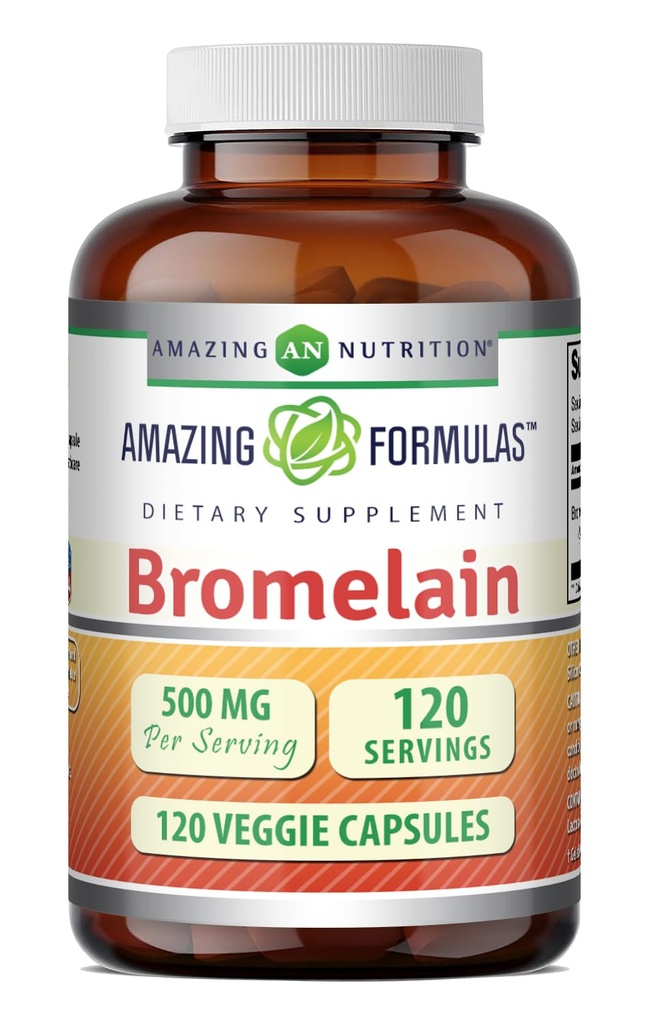 Erstaunliche Formeln Bromelain Ergänzung | 500 Mg pro Servieren | Veggie Kapseln | Non-GMO | Gluten Free | Made in USA | Ideal für Vegetarier (1 Pack | 120 Count)
