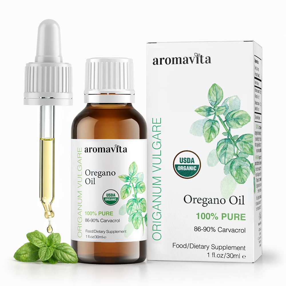 Ätherisches Bio-Öl von Oregano-100% reines unverdünntes griechisches Oregano-Öl mit Carvacrol - Über 86%, Non-GMO, Extra Strength Oregano Öl Bio-Flüssigtropfen, 1 FL.OZ/30ml