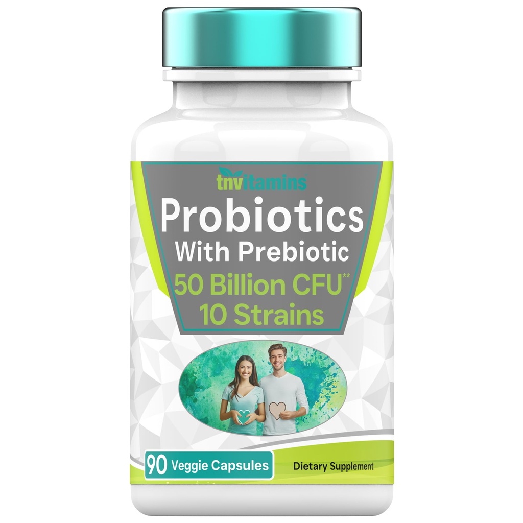 Probiotici con Prebiotici: 50 miliardi di CFU - 10 Strain - 90 capsule vegetariane | con Acidophilus Probiotic per la salute digestiva, salute del fegato, e supporto immunitario* | per gli uomini e le donne