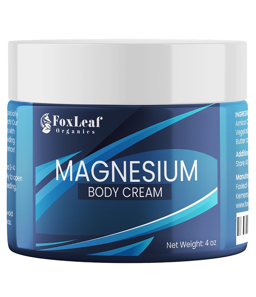 Crema di Magnesio per il sonno, Gambe Crampe & Muscolo Soreness, Altamente Concentrato & Deep Penetrating Cloruro di Magnesio Topico - Arnica, Burro di Karitè & Olio di Lavanda, Made in USA, 4oz