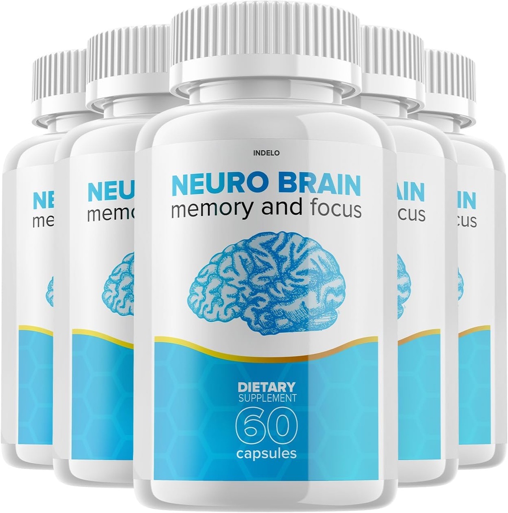 (5 Pack) Neuro Brain and Focus Supplement, Neuro Brain Memory Focus e supporto cognitivo, Neuro Brain Pills Nootropic NeuroBrain per aumentare la memoria Neuro Brain Vitamin (300 capsule)