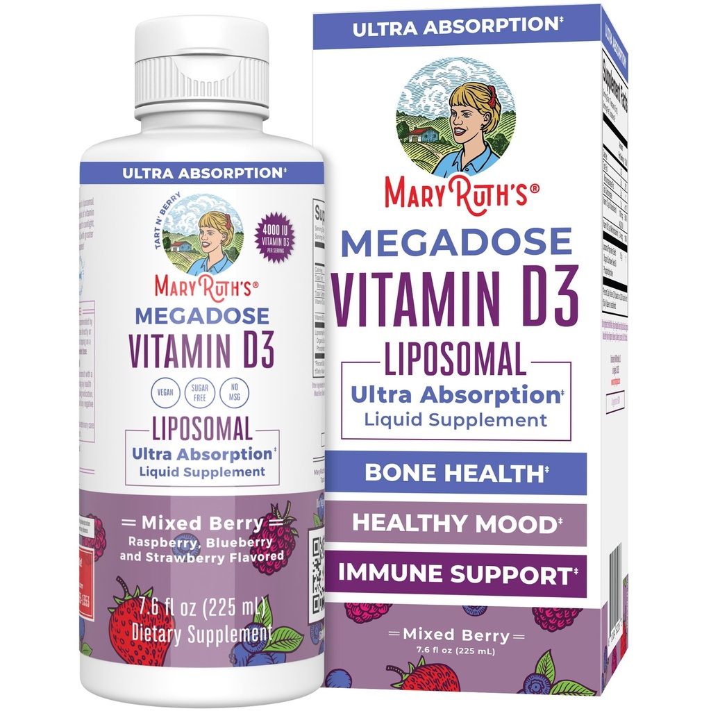 MaryRuth Organics Megadose Vitamin D3 Liposomal | Vitamin D 4000 IU | Ultra Absorption | Immune Unterstützung für Erwachsene | Knochengesundheit | VIT D3 | Vegan | Sugar Free | Gluten Free | Non-GMO | 45 Servicings