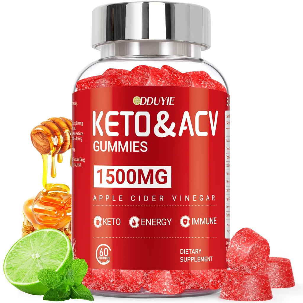 (1 pacchetto) Aceto di sidro di mele Gummies | Keto ACV Gummies per supporti Metabolismo & Fat Burn con vitamina B6 & B12 | ACV Supplemento | Miele di limone Flavor | 60 Vegan per donne e uomini