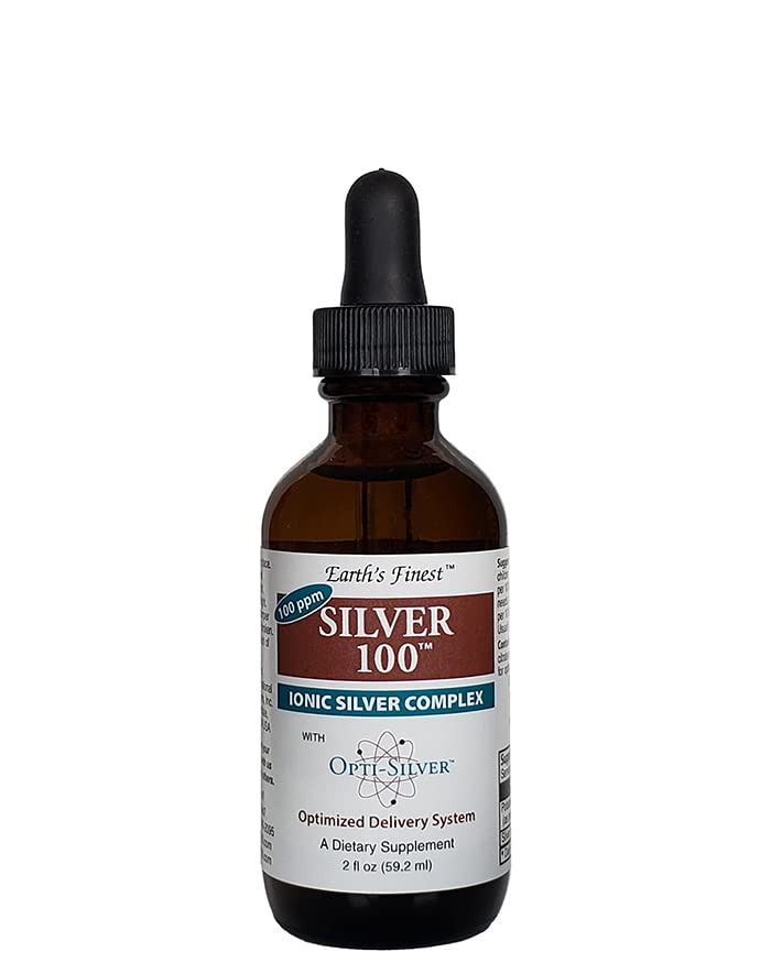 Silver 100 Ionic Silver Complex avec Opti-Silver Optimized Delivery System for Immune Support - 100 ppm, 2oz (59,2mL) - goutte-à-goutte