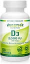 High Potency Vitamine D3 2000 UI – Boost Immune, soutien os et dents, facile à avaler 300 capsules de Veg
