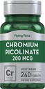 Piping Rock Chromium Picolinate 200mcg | 240 Tabletten | Vegetarisch, Non-GMO, Glutenfreie Ergänzung