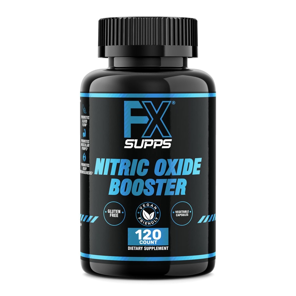 FX SUPPS Nitric Oxide Support | Supplemento pre-allenamento per uomini e donne – 120 capsule – con Arginina per Endurance, Workout Performance & Circulation Support