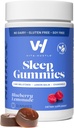VitaHustle Natural Sleep Gummy 5 mg Melatonin, Lemon Balm, Kamille, Relax & Sleep Aid, Low Sugar, Plant-Based, Blueberry Lemonade, 50 Count
