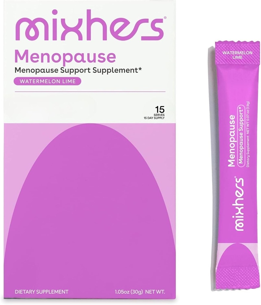 Mixhers Menopause - Menopause Support Drink Mix - Women's Menopause Supplements - Hormon Balance Multivitamin - Mit Maca Root & Black Cohosh - Sugar Free - Vegan - 15 Drink Packets - Watermelon Lime