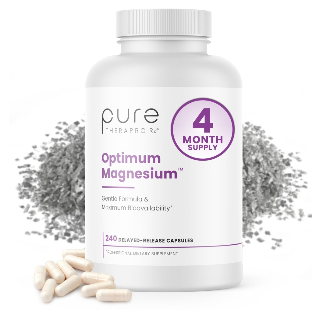 Pure TheraPro Rx Optimum Magnesium Lysinate Glycinate & Di-Magnesium Malate, Made in USA | 4 Monate Versorgung | Chelat für maximale Absorption, unterstützt Knochengesundheit & Energie, 240 Zähler