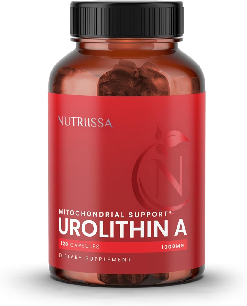 Nutriissa Urolithin A 1000mg - Avancé rajeunissement cellulaire, force musculaire - EPEB certifié pour la pureté et la puissance - Vegan, 120 Capsules