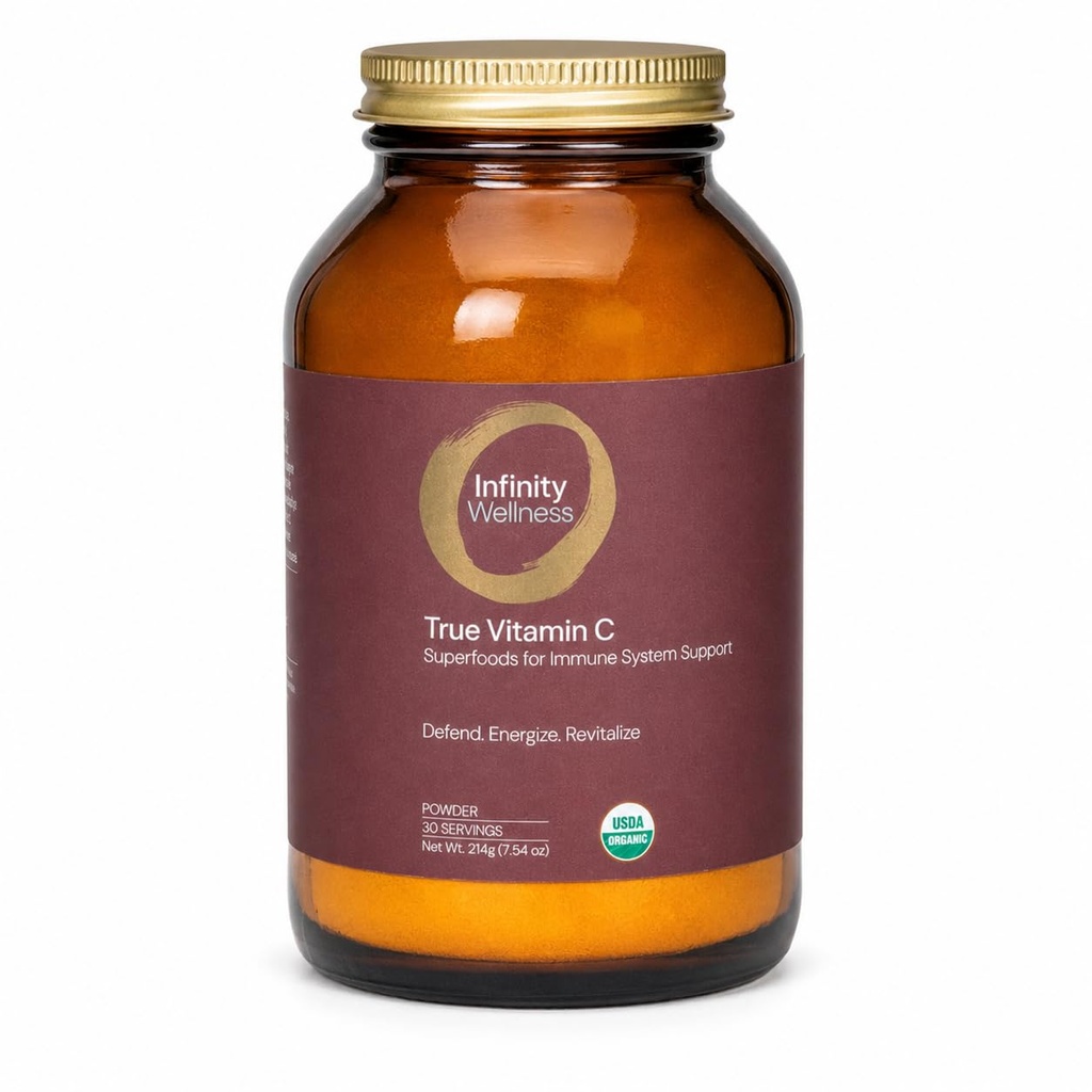 Infinity-C Bio Vollwert Vitamin C Pulver | Acerola, Camu Camu & Amla | 1000mg Superfood C | High-Potency | Shilajit, Astragalus Root & Ginger | Vegan, Non-GMO (30 Servierungen)