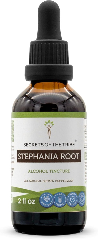 Secrets de l'extrait d'alcool de racine de la tribu Stéphania, gouttes d'herbe à haute puissance, teinture faite à partir de racine de stéphania sauvage (Stéphania Tetrandra) racine séchée 2 oz