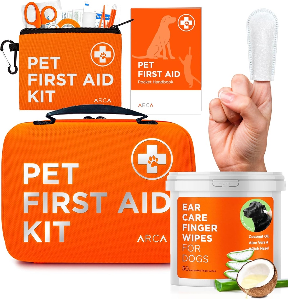 Trousse de soins - trousse de premiers soins et essuie-oreilles pour chiens, ensemble de soins essentiels et d'hygiène