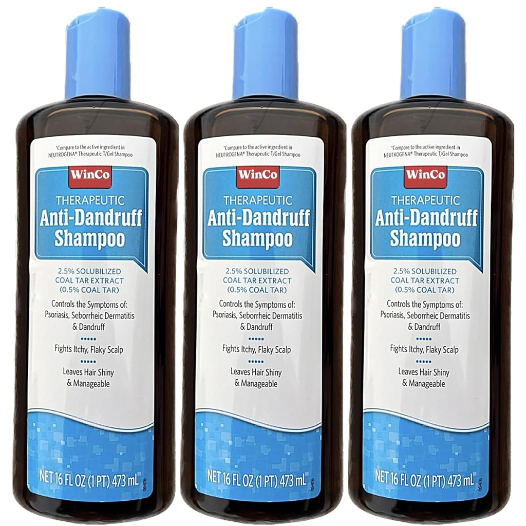 3 Confezione Terapeutica Carbone Tar Gel Shampoo Anti Dandruff - Psoriasi, Dermatite Seborreica, 16 oz ogni bottiglia - Grande formato - T Gel