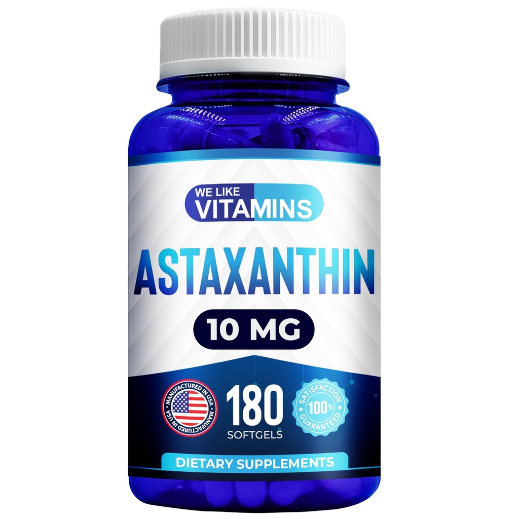 Wir mögen Vitamine Astaxanthin 10mg Softgel - Highly Potent Astaxanthin Ergänzungen von Haematococcus Pluvialis - verbessert Augen-, Gelenk-, Hautgesundheits- und Energieniveaus - 180 Portionen, 6 Monate Versorgung