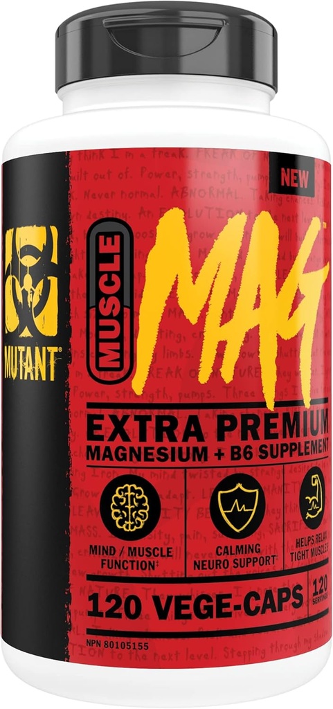 Muscolo Mutante Magnesio + B6 Supplemento - Magnesio Aspartato, Maltate e Magnesio Marino Aquimin - 120 Vege-Caps