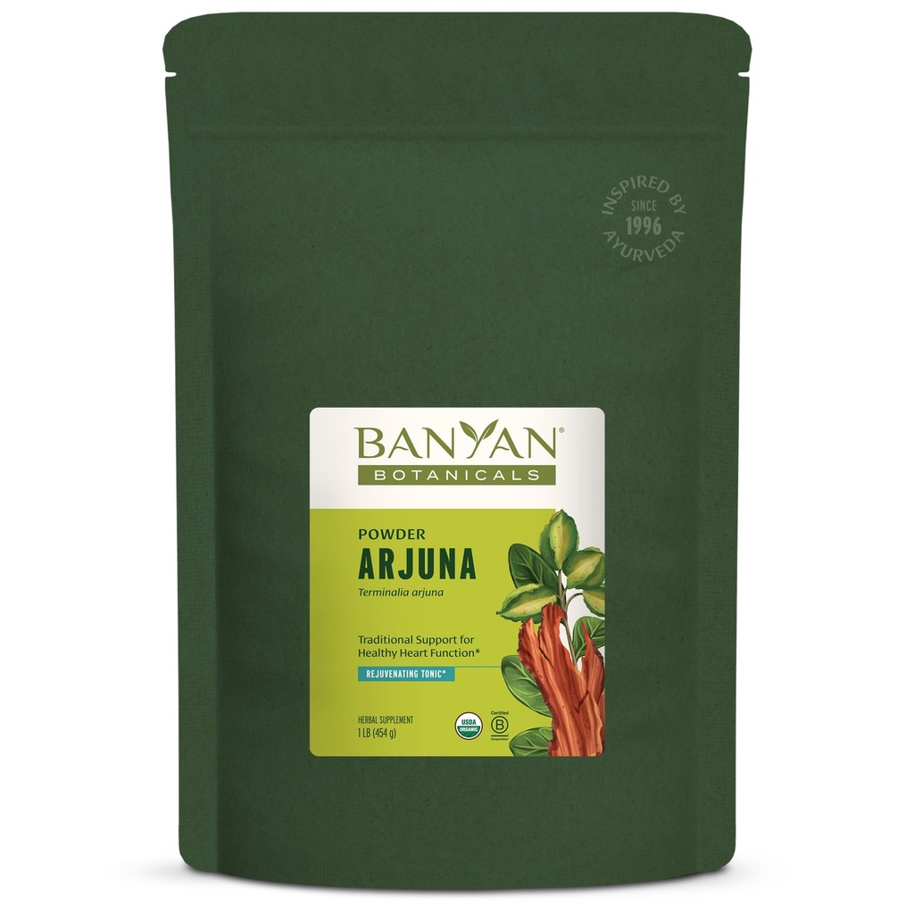 Banyan Botanicals Arjuna Bark Powder – Organic Arjuna (Terminalia Arjuna) – Natural Herbal Heart Health Supplement and Rejuvenating Tonic* – 1 lb. – Non-GMO Sustainable Sourced Vegan