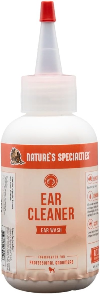 Specialità della natura Pulitore dell'orecchio del cane Soluzione medicata Non-Greasy Non-Irritazione Made in USA Non tossico, 4 once