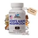 Leone's Mane Mushroom Capsule | Organic Real Mushrooms Lions Mane Powder Supplement per funzione cognitiva e supporto immunitario | Brain and Memory Booster | Vegan | 120 Capsule (2 Mesi di Alimentazione)