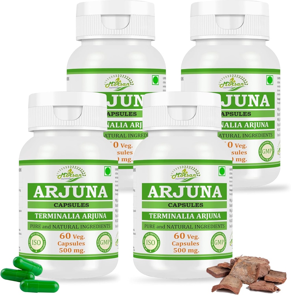 Natural and Pure Herbal Terminalia ARJUNA (Arjuna) Estratto di capsule | Alta potenza, 100% Herbal Product | Confezione di 60 X 500 mg.