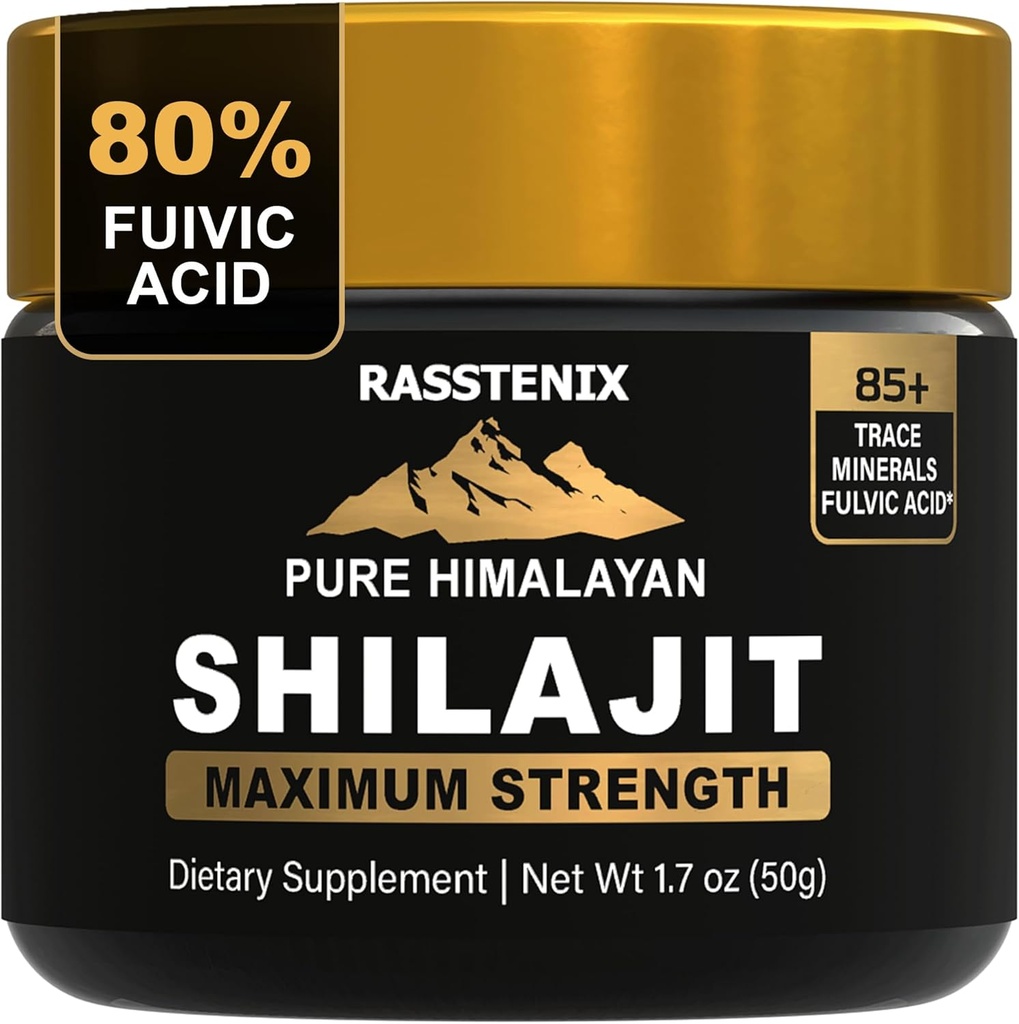 Shilajit - Résine chilajit biologique pure himalayenne pour l'énergie, la puissance maximale, la clarté mentale et l'immunité - 85+ minéraux traces naturels et acide fulvic - Résine chilajit naturel pour hommes et femmes