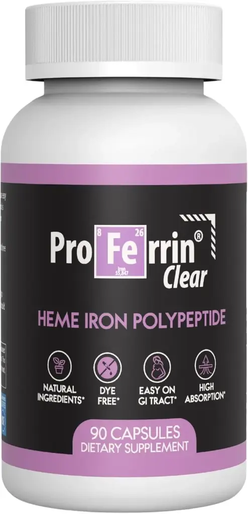 Proferrin Clear Heme Iron Supplement, 90 Kapseln- Superior Absorption, einfach auf dem Gut, natürlich, Made in USA