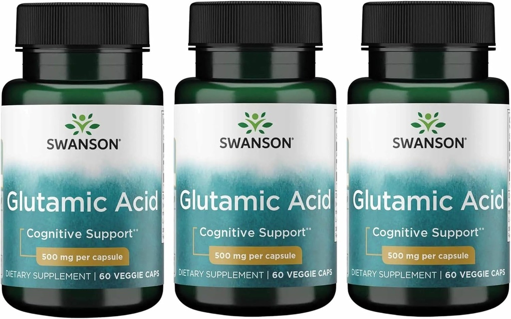 Swanson Aminosäure Glutaminsäure 500 Milligramme (3 Packung)