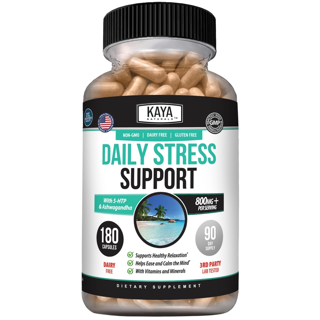 Kaya Naturals - Natural Herbal Support Supplemento di vitamina sono progettati per aiutare a trovare equilibrio e relax nella vostra routine quotidiana - Supplemento di vitamina - 180 capsule