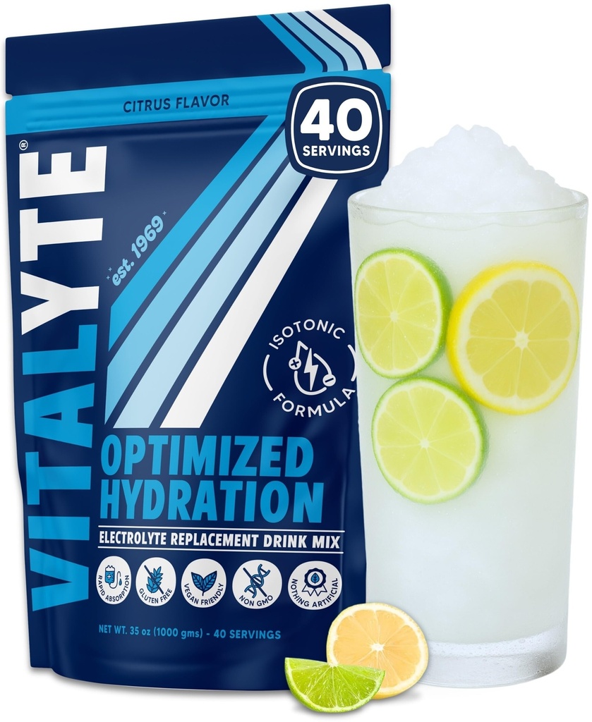 Vitalyte Elektrolyt-Pulver-Getränk-Mischung, Isotonic Elektrolyt Hydration Mix, Gluten Free Post Workout Powder Mix, Packung von 1, 35 Unzen, Cool Citrus Flavor