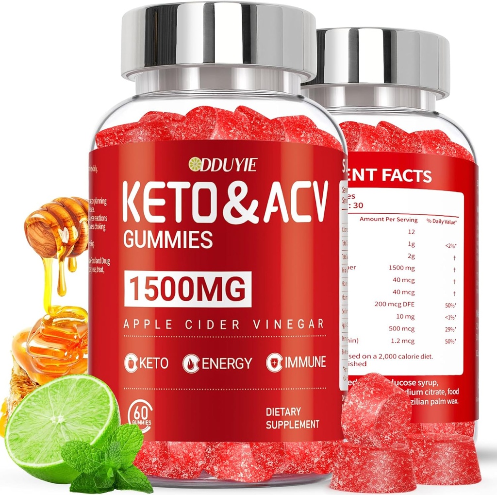 (2 Pack) Gummies dell'aceto del sidro di mele | Gummies di Keto ACV per i supporti Metabolismo & Fat Burn con vitamina B6 & B12 | Supplemento ACV | Limone miele aroma | 120 Vegan per le donne e gli uomini