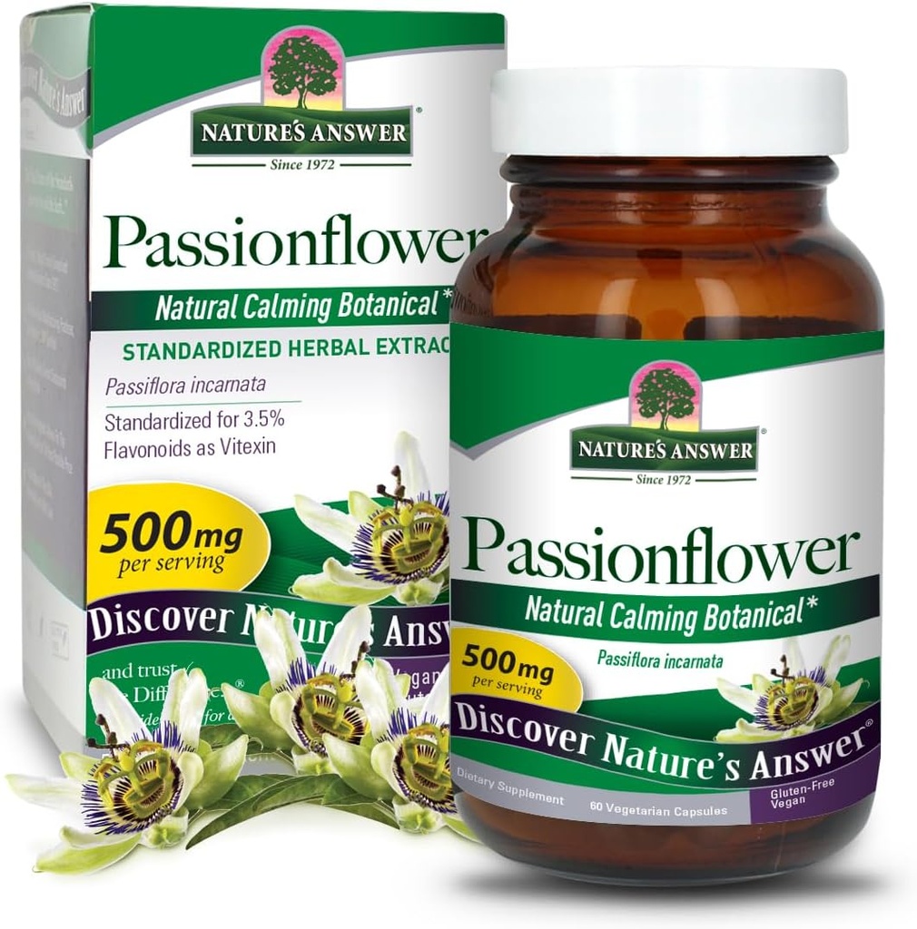 Natur Antwort Leidenschaft Blume| Nahrungsergänzungsmittel | Natürliche Kalkulation Botanische | Non-GMO | Alkoholfrei, Glutenfrei, Vegetarisch & Vegan 60 Kapseln