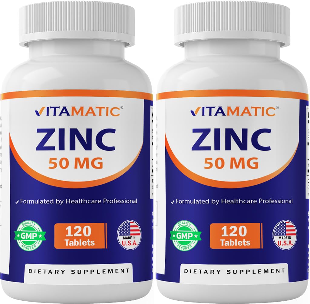 Vitamatic Zink 50mg als Zink Gluconat 120 Count - Immunity Supplement (Gesamt 240 Tabletten) - 2 Packung