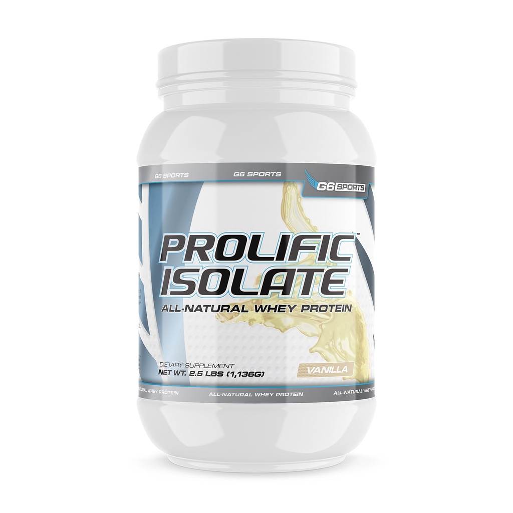 G6 Nutrizione sportiva Isolato Prolifico Tutto Isolato di proteine del siero naturale (Gluten Free, Lactose Free, Soy Free, Stevia addolcito, 25g Protein, 100 Calorie) – 2.5lb Jar – Vanilla