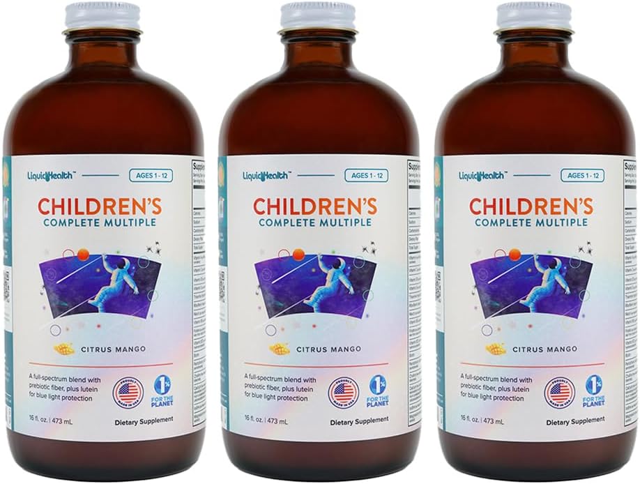 LIQUIDHEALTH Multivitamine liquide complète pour les enfants, les tout-petits - Vitamines essentielles, nutriments et minéraux, soutien immunitaire, Gut Health - Fabriqué aux États-Unis, végétalien, non OGM, sans sucre (3 pack)