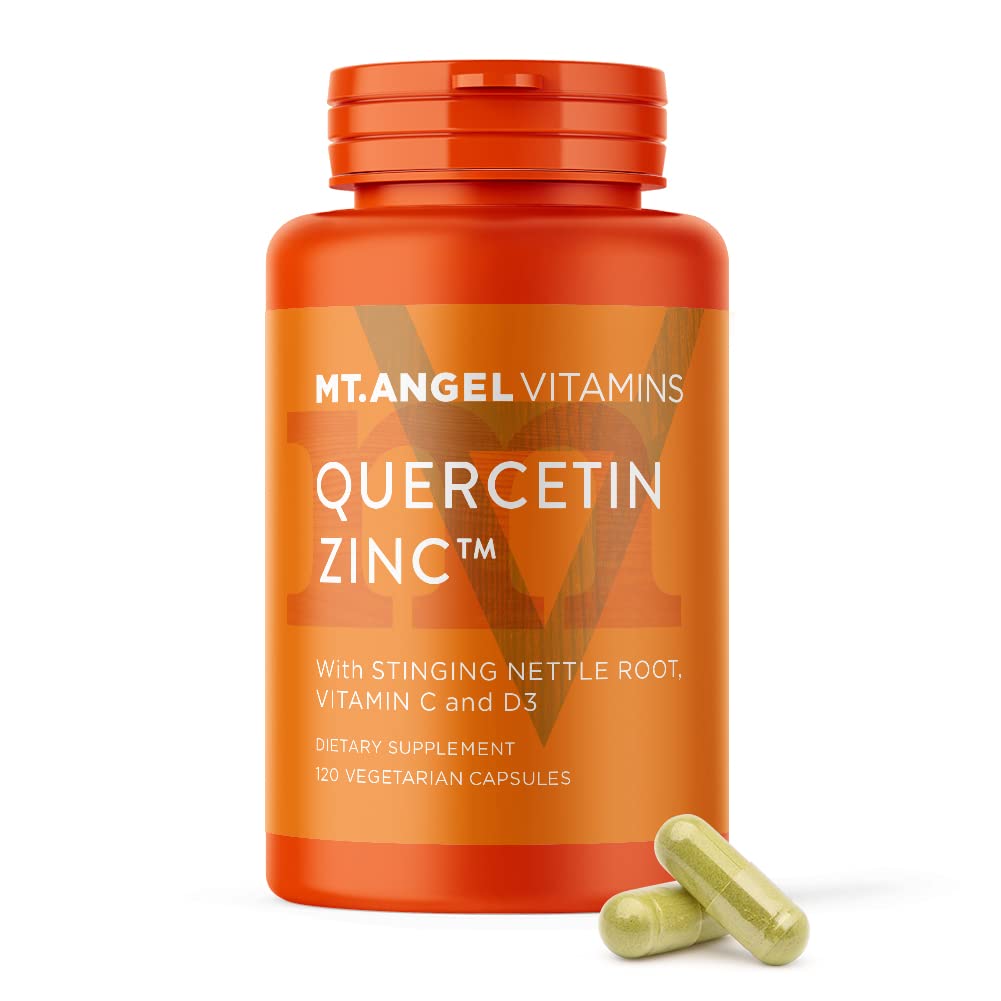 Mt. Vitamine di Angelo - Zinc Quercetin con supplemento di Bromelain – Supporto immunitario e salute respiratoria - Quercetin 500mg capsule | Zinc 50mg | Vitamina C Capsule | Booster immunitario per adulti - 120ct.