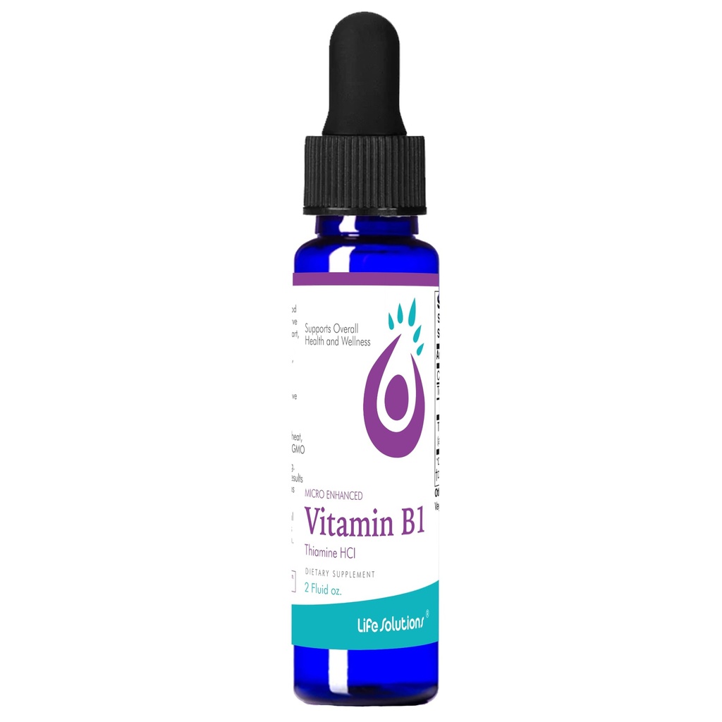 Life Solutions Vitamin B1 Dropper 2 oz - Thiamine B1 Supplement - Essential B1 Vitamine für Energieschub und Nervous Systemunterstützung - Flüssige Formel für einfache Absorption