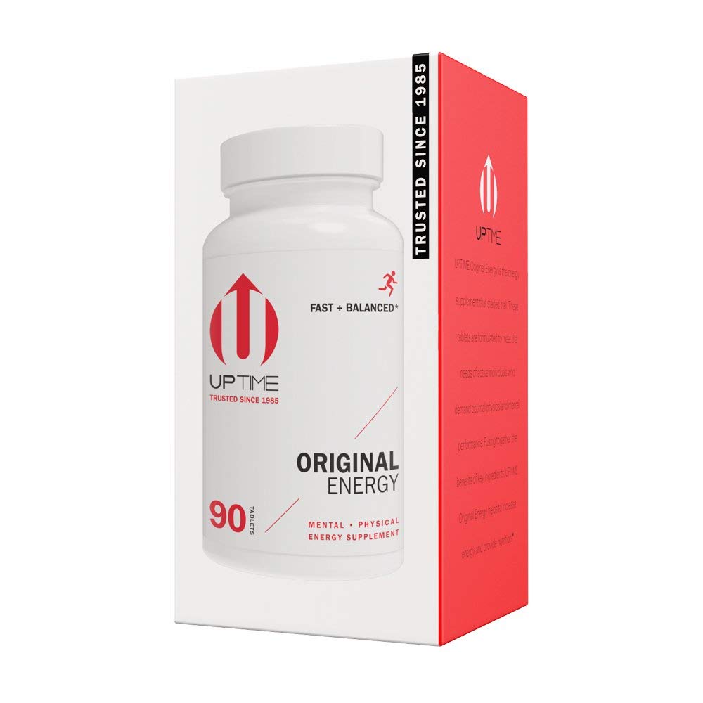 UPTIME Energia originale, 90 compresse di energia, 200 mg per porzione, Made con caffeina naturale, vitamina C, CoQ10, Calcio, Ginkgo Biloba, Ginseng & L-Carnitina, Calorie zero, 66 mg di caffeina per Tablet