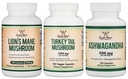 Doppio legno Supplementi Lion's Mane Mushroom 120 Conte, Turchia Tail 120 Conte, Ashwagandha 120 Conte