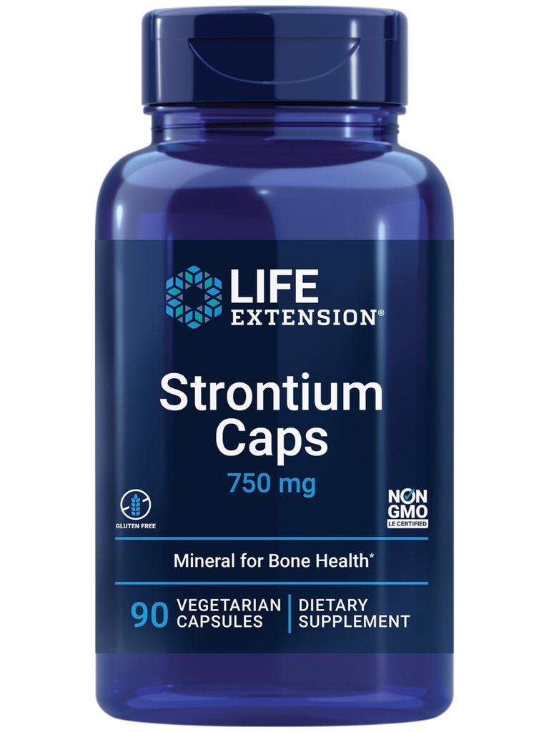 Life Extension Strontium Caps, Trace Mineral for Advanced Bone Health Support, Glutenfrei, Non-GMO, Vegetarisch, 90 Kapseln