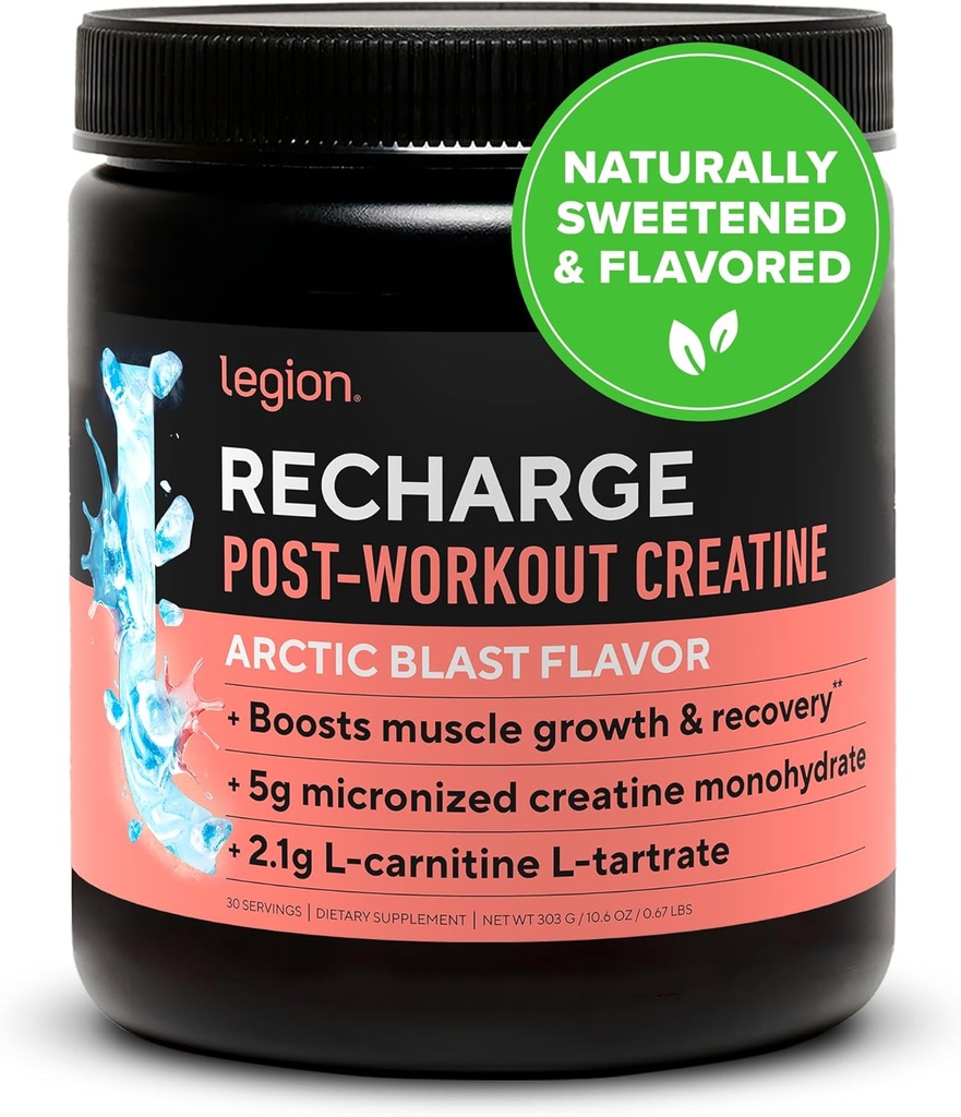 LÉGION Supplément de recharge après l'entraînement - Tous les muscles naturels Constructeur et boisson de récupération avec la créatine micronisée monohydraté naturellement sucré et aromatisé (Blast arctique, 30 portions Pack de 1)