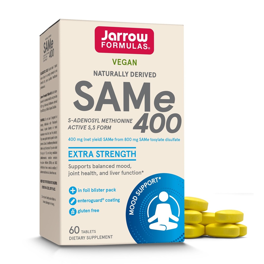 Jarrow Formeln gleichen 400 mg - 60 Tabletten - Höchste Konzentration von Aktivem S,S Form - Unterstützt Gelenke Gesundheit, Leberfunktion, Hirnmetabolismus, Mood & Antioxidans Verteidigung - 60 Servietten