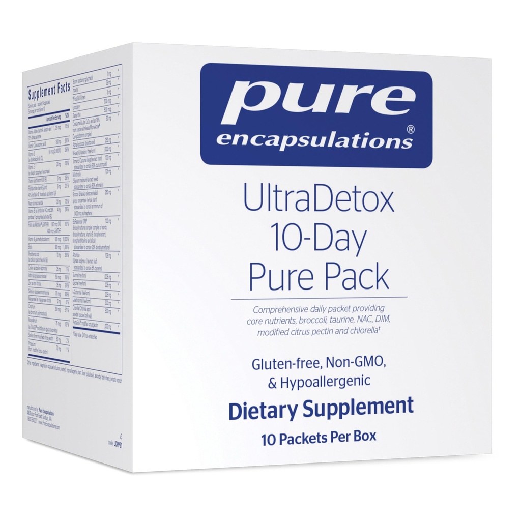 Pure Encapsulations UltraDétox Pure Pack de 10 jours fournissant des nutriments de base, Brocoli, Taurine, NAC, DIM, agrumes Pectine modifiée et Chlorella
