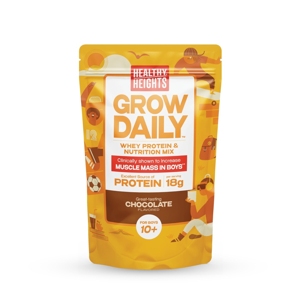 Healthy Heights Grow Daily Kids Protein Drink Mix (Chocolate) - High Protein Shake für Jungs 10+