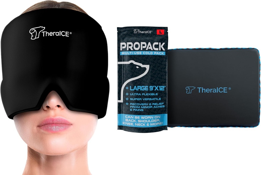 TheraICE Kopfschmerzen & Migraine Relief Hut & TheraICE PROpack Ice Pack