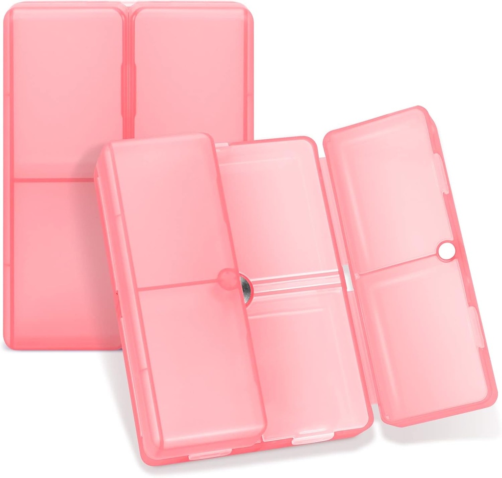 FYY Daily Pill Organizer, 7 Komponenten Tragbare Pille Fall Reisen Pille Organizer,[Folding Design] Pille Box für Geldbeutel, um Vitamine, Kaffee Leberöl, Ergänzungen und Medikamente-Klarrot zu halten
